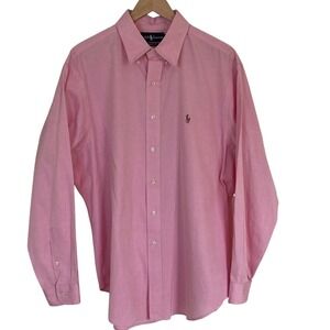 Ralph Lauren Men's Classic Pink Button Down Shirt Size 17 34/35 Flesh Pony